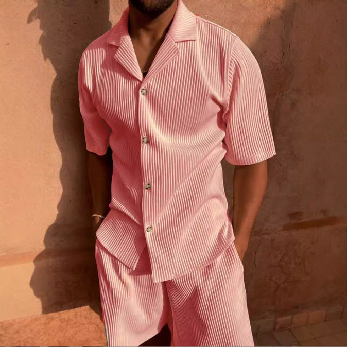 Florian Men’s Short Sleeve Striped Shirt Set