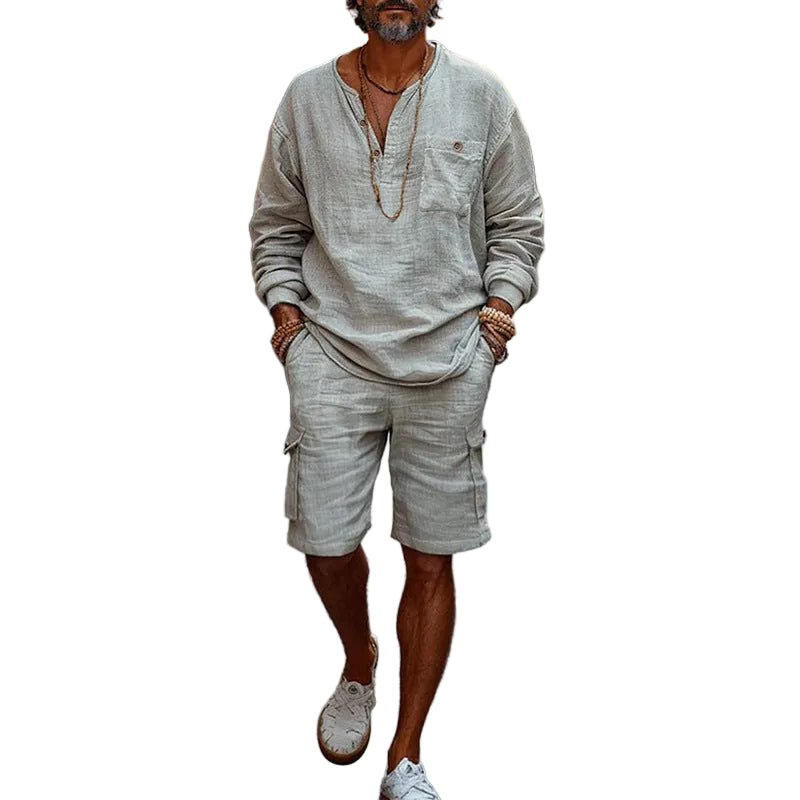 Haymitch Men’s Long Sleeve Linen Set