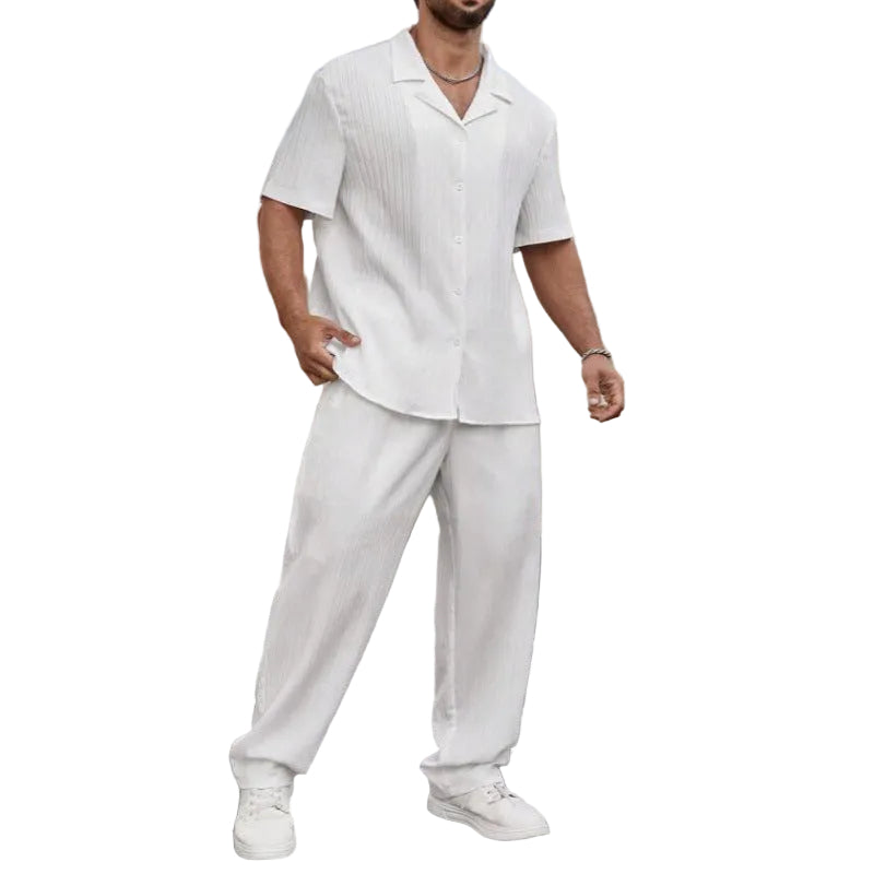 Fabien Men’s Short Sleeve Pleated Set