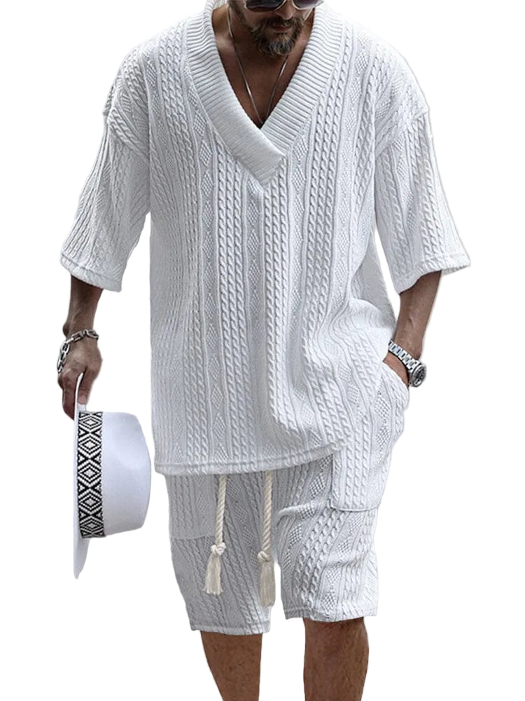 Coriolanus Men’s Knit V-Neck Short Sleeve Set