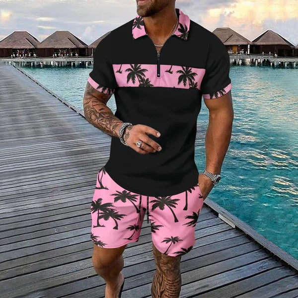 Eros Men’s Short Sleeve Palm Print Set