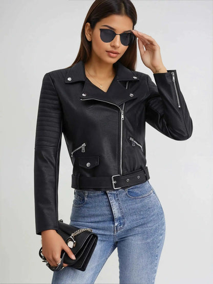 Leather Biker Jacket  Black-XL Ellison London