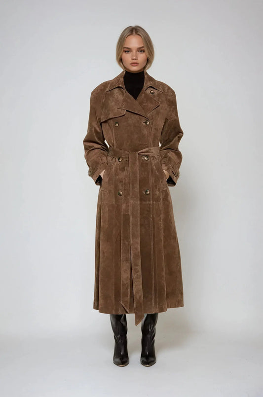 Suede Winter Trenchcoat  Brown-XL Ellison London